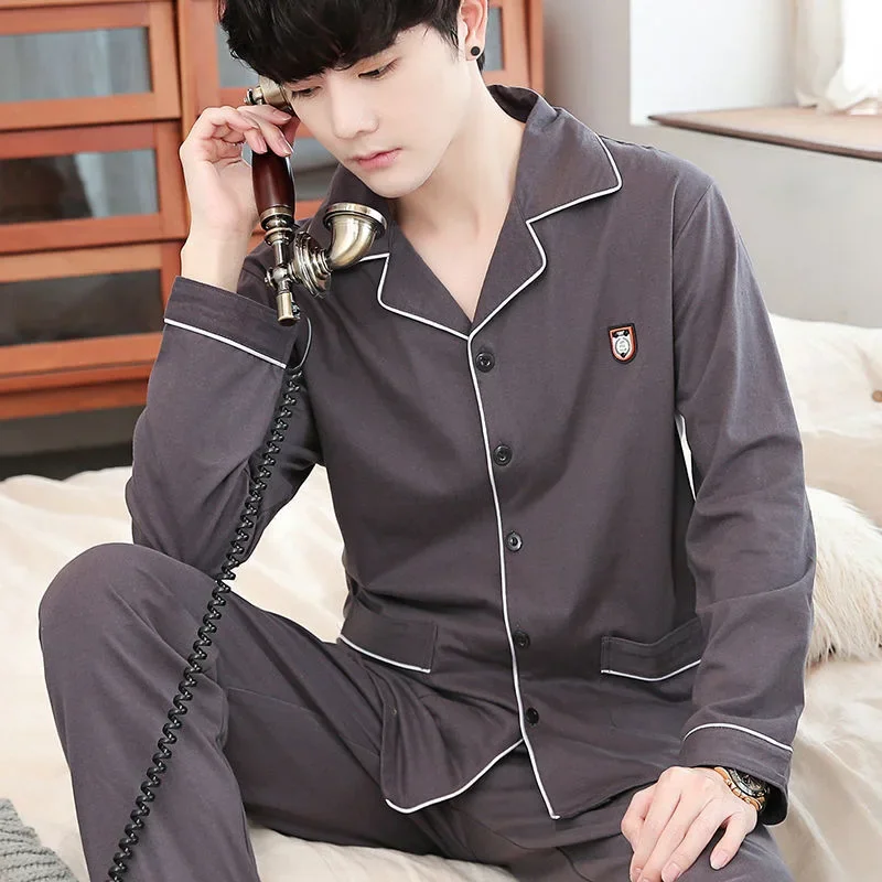 Smart Home Plus - Fall 100% Cotton Pajamas Men's Comfortable